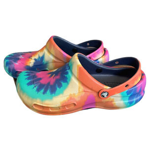 Crocs Mens Bistro Tie-Dye Graphic Clog Sandal Shoes 11 Rainbow Gorpcore